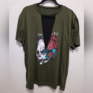 Shein  Green Skull Graphic Tee